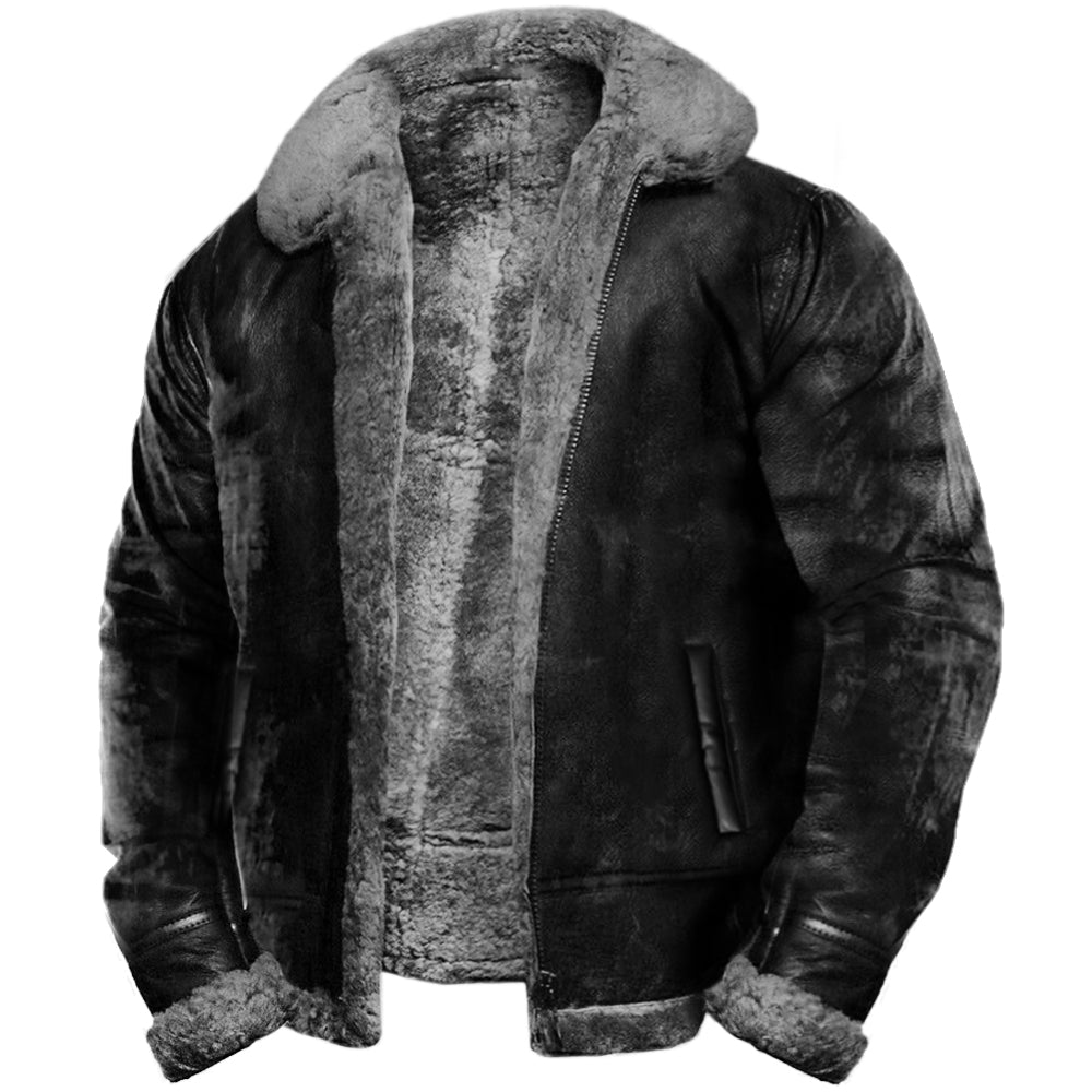 Iván™ | Chaqueta de Cuero Negro con Forro de Piel Sintética