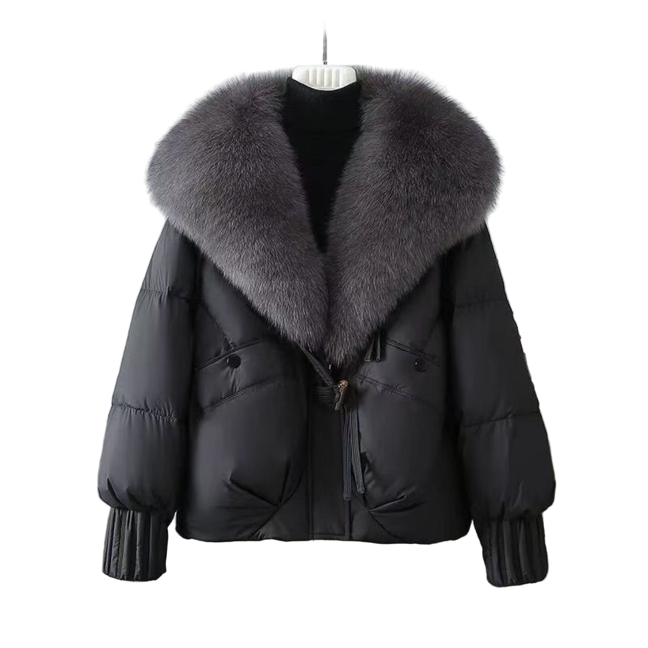 Lunori™ | Piumino corto Eliza con collo in pelliccia