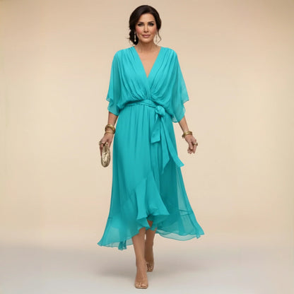 Monica | Vestido de chiffon con escote en V