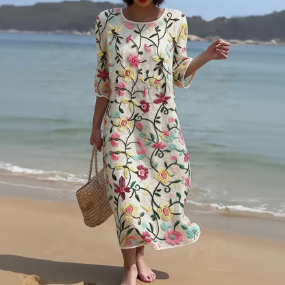 Serena | Vestido Bordado Mediterráneo