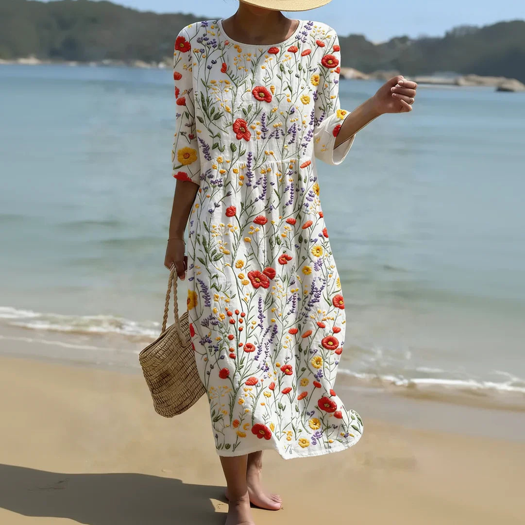 Serena | Vestido Bordado Mediterráneo