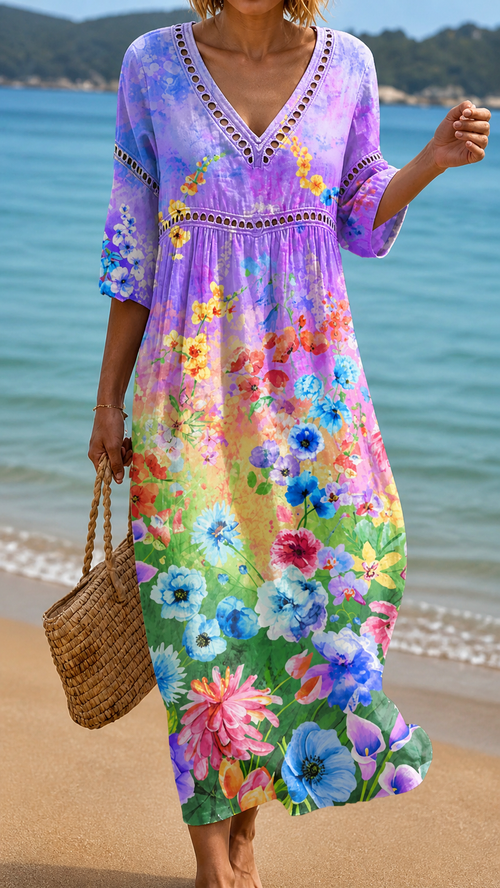 Lucia | Vestido midi de flores vibrantes