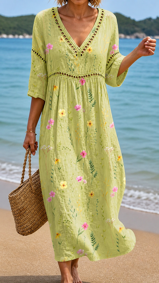 Aurora | Vestido Midi Verde Primavera