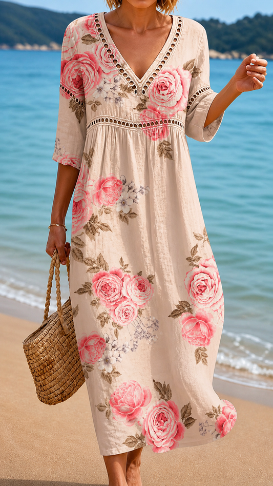 Giada | Vestido Midi Rosa Encanto