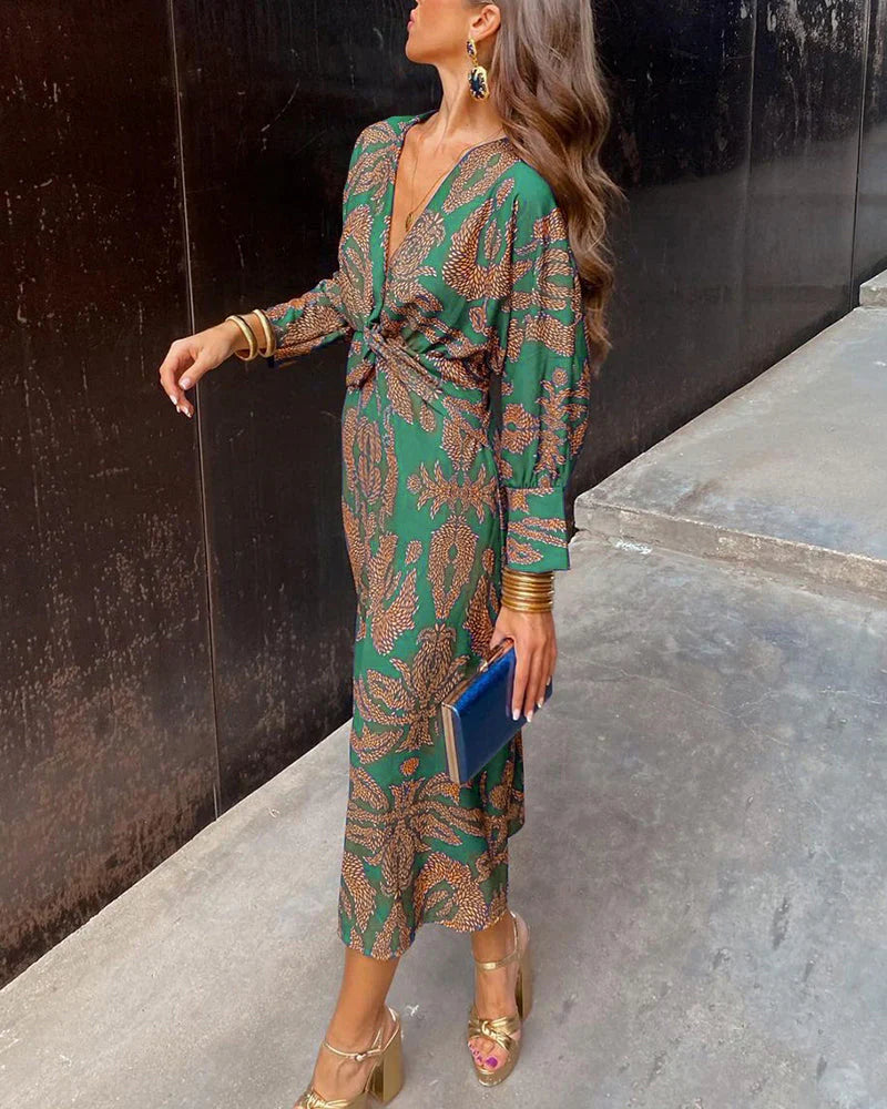 Isadora™ | Vestido Midi Elegante con Estampado de Encanto Atemporal