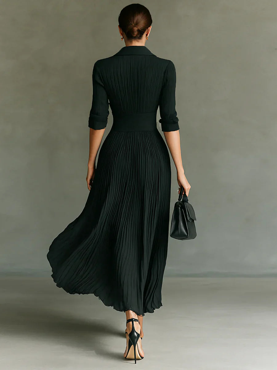 Margot™ | Vestido largo con escote de solapa