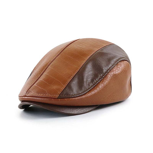Gorra Picuda de Piel Sintética de Cocodrilo para Hombre Retro