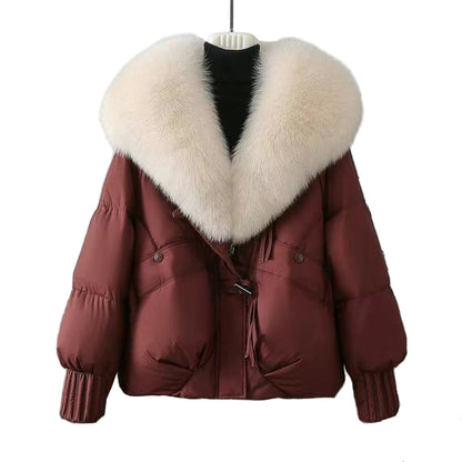 Lunori™ | Piumino corto Eliza con collo in pelliccia