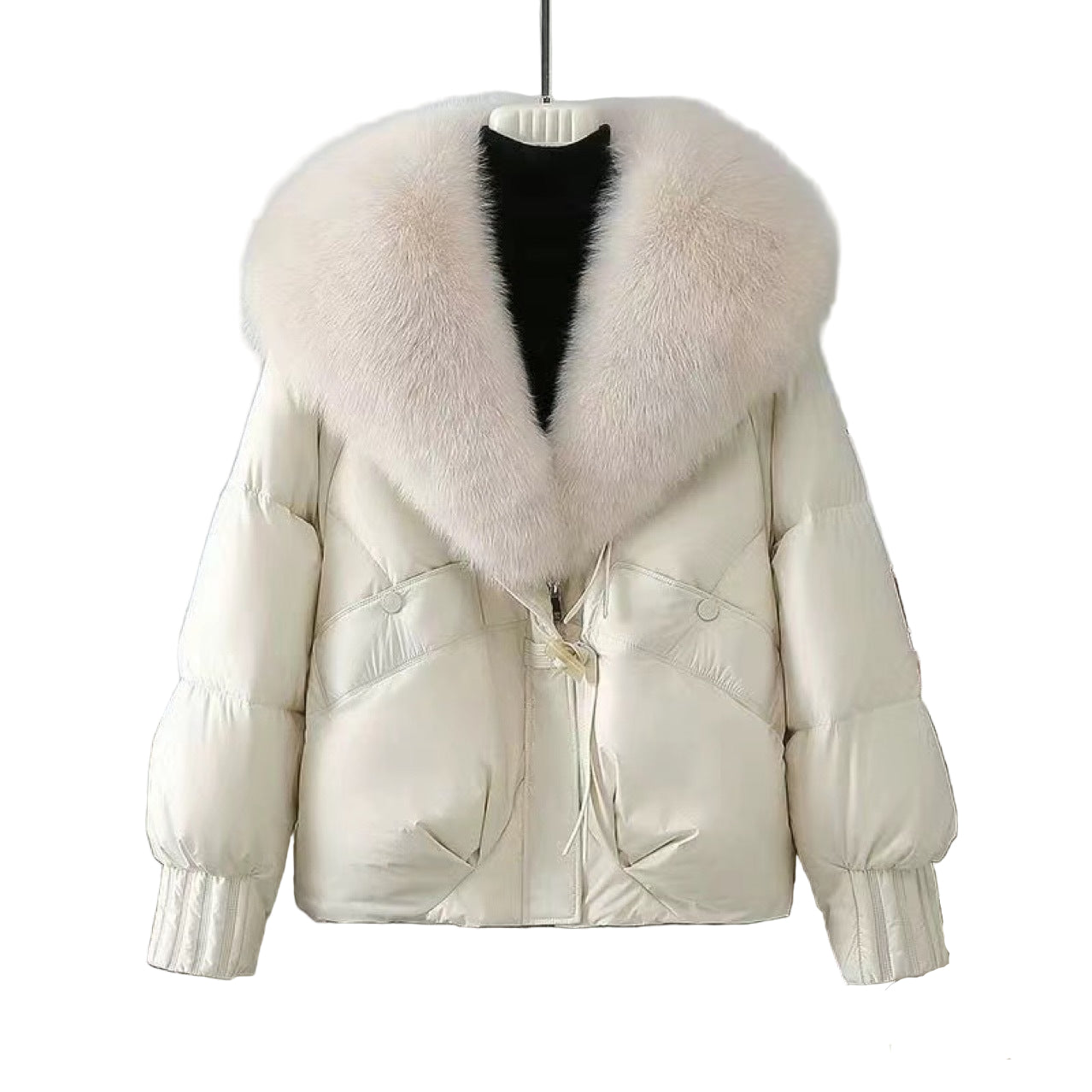 Lunori™ | Piumino corto Eliza con collo in pelliccia