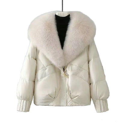 Lunori™ | Piumino corto Eliza con collo in pelliccia