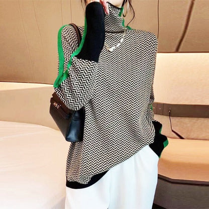 Lucía | Jersey de cuello alto con rayas en contraste