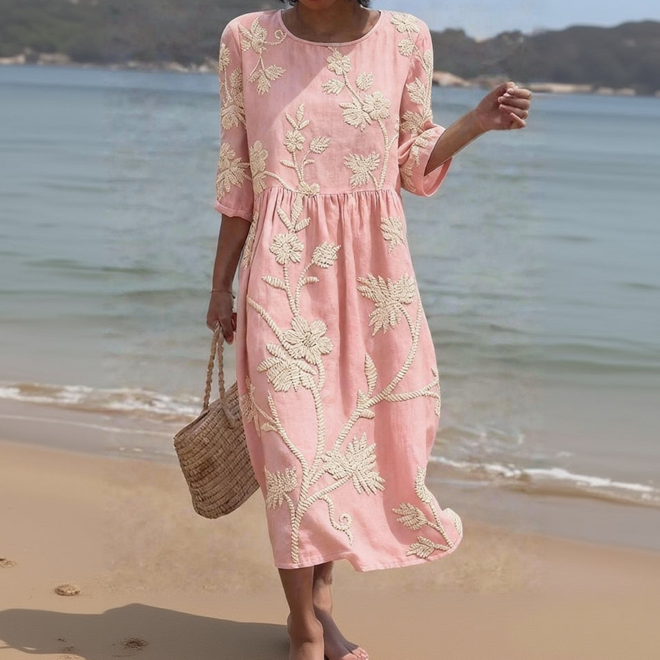 Serena | Vestido Bordado Mediterráneo