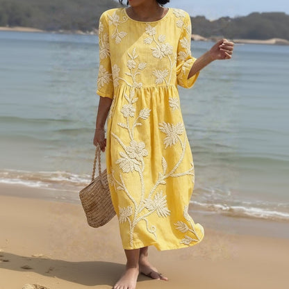 Serena | Vestido Bordado Mediterráneo