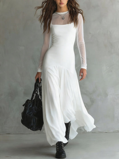 Luna™ | Vestido largo de tul negro con un encanto etéreo