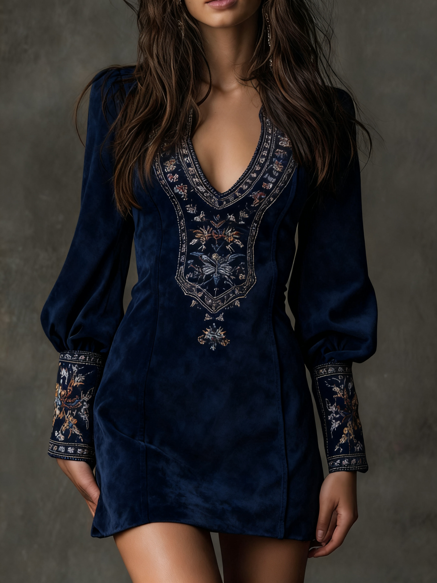 Laura | Vestido Mini Ante Bordado