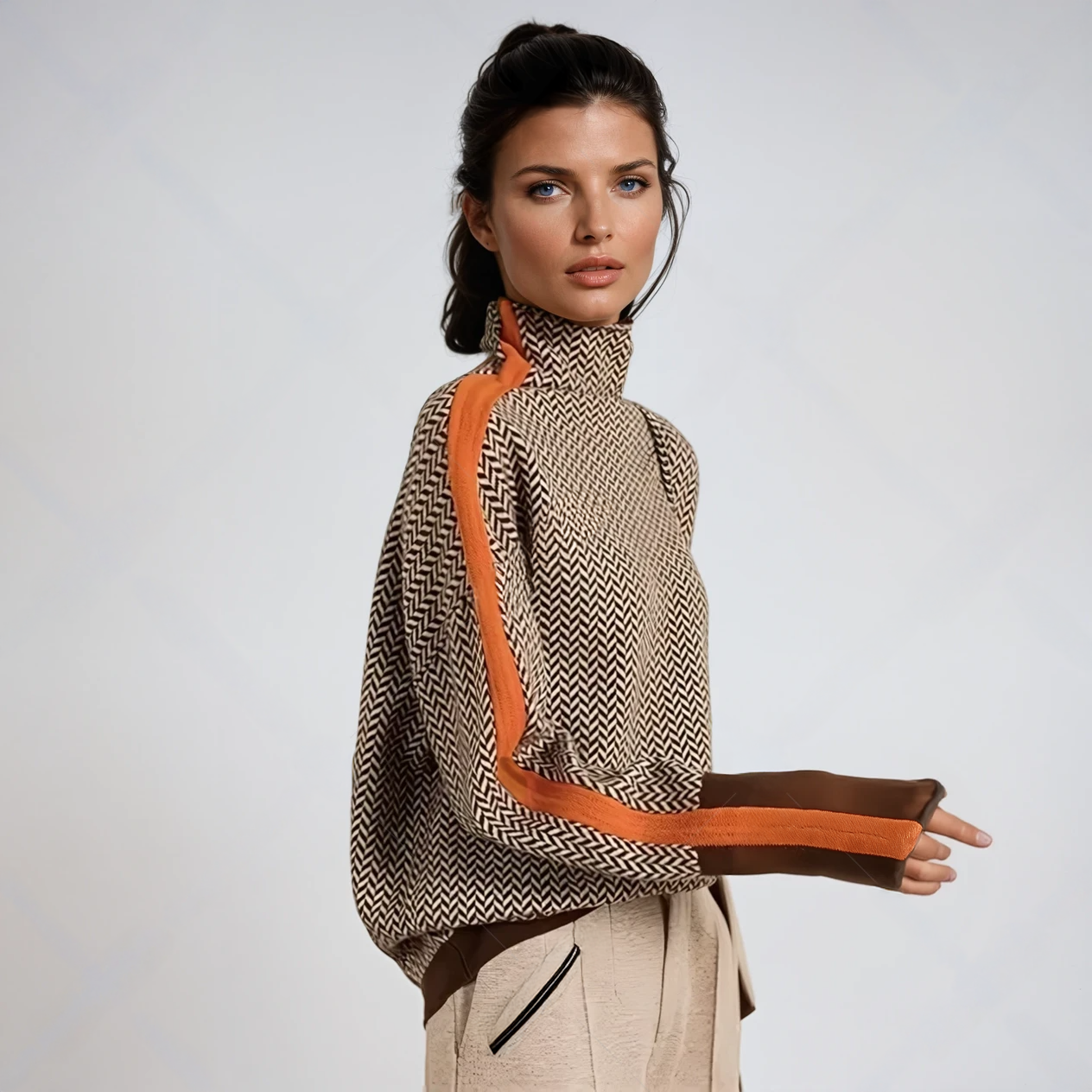 Lucía | Jersey de cuello alto con rayas en contraste