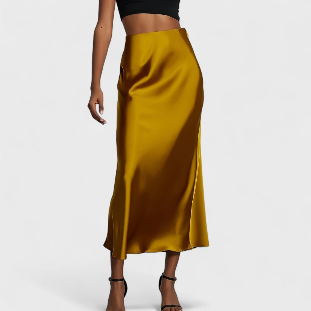 Sofía | Falda midi raso talle alto