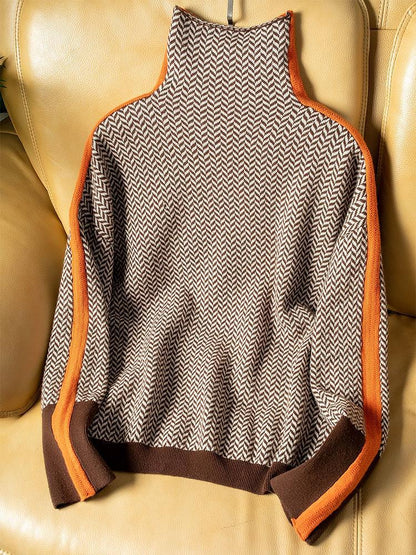 Lucía | Jersey de cuello alto con rayas en contraste