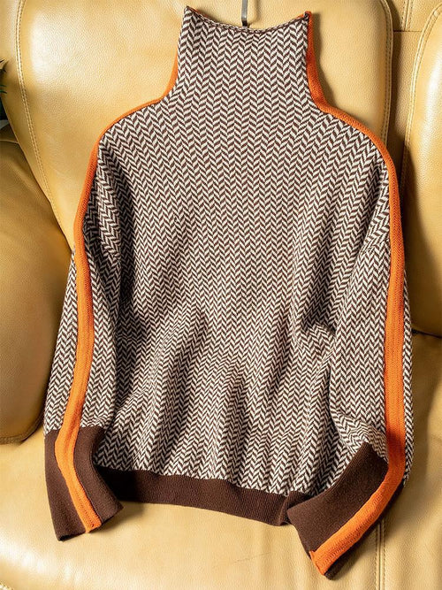 Lucía | Jersey de cuello alto con rayas en contraste