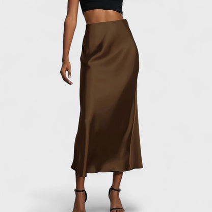 Sofía | Falda midi raso talle alto