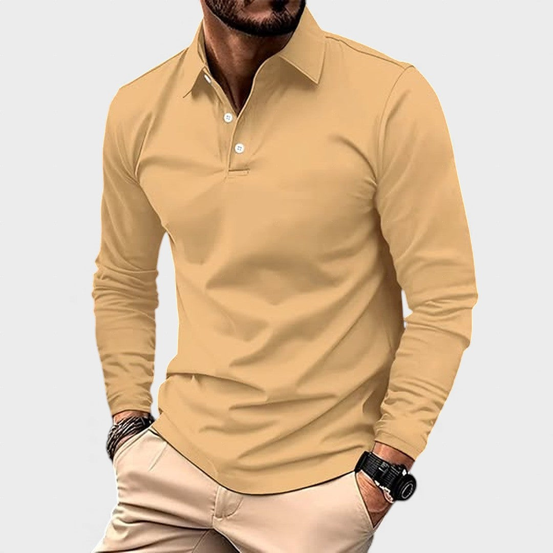 Guillermo™ | Polo casual de manga larga caqui