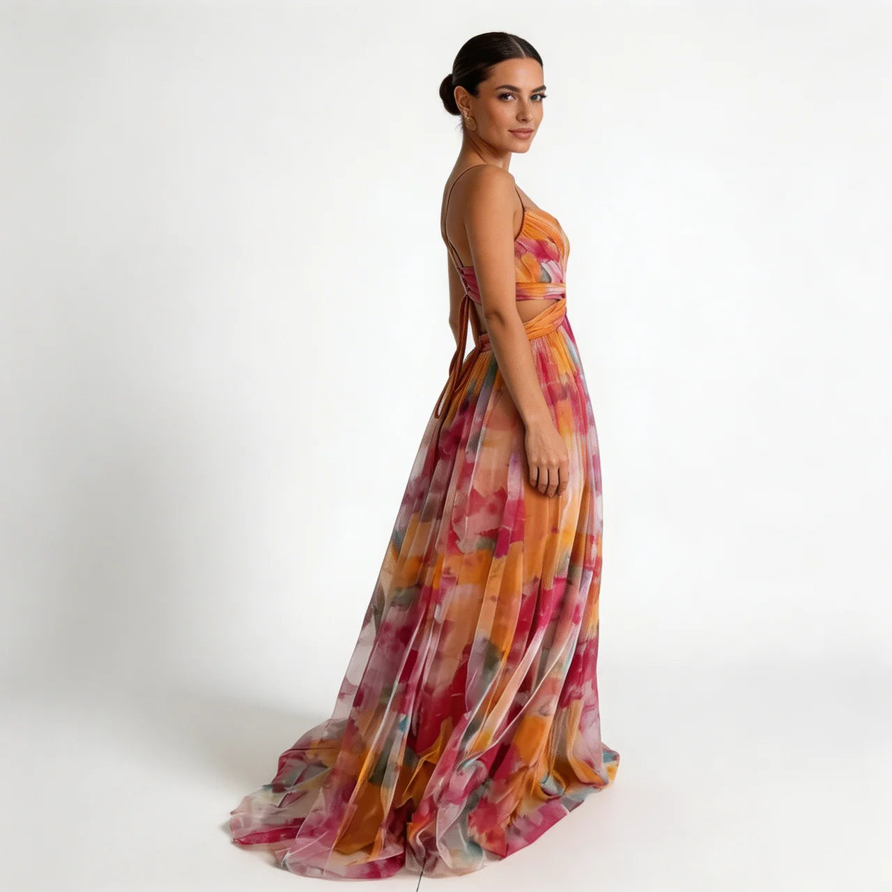 Giselle - Vestido largo con estampado floral