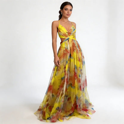 Giselle - Vestido largo con estampado floral