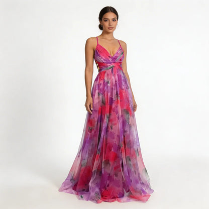 Giselle - Vestido largo con estampado floral