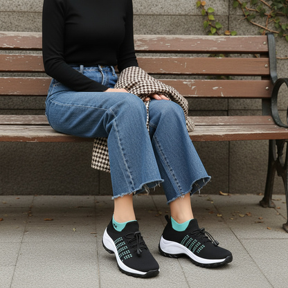 Ambulo Zapatos Ortopédicos de Tejido - Verde Negro