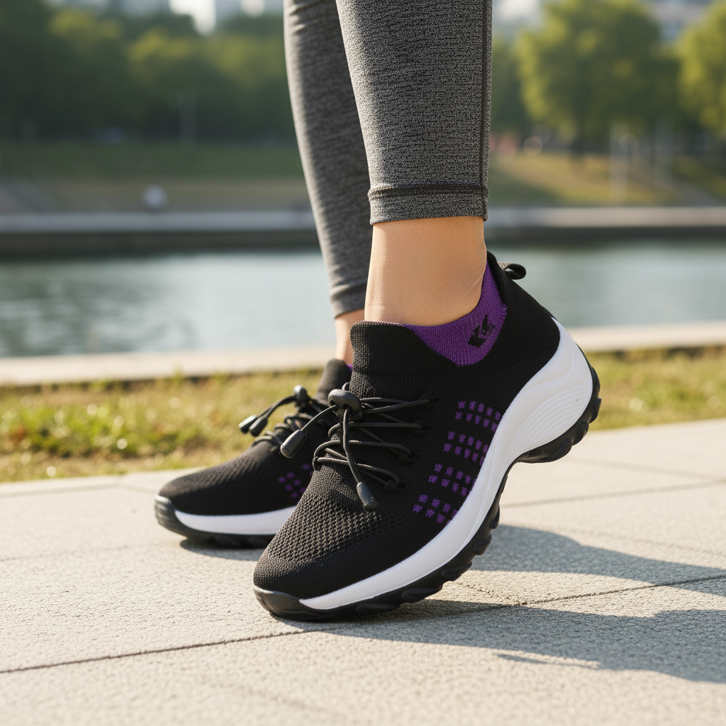 Ambulo Zapatos Ortopédicos Tejido - Púrpura Negro
