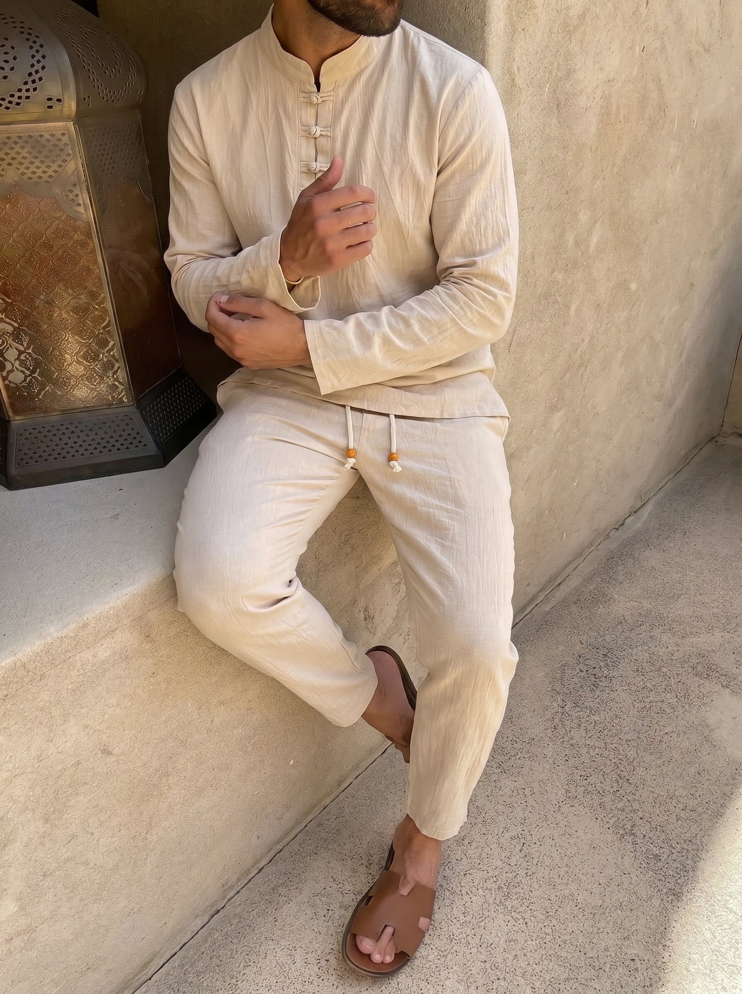 Jesús - Conjunto completo de lino con diseño chino