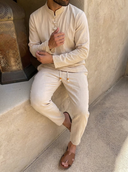 Jesús - Conjunto completo de lino con diseño chino
